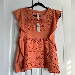 NWT Anthro ruffle eyelet top size medium